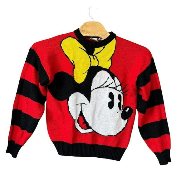 Vintage Disney Mickey & Co Red Minnie Mouse Crewneck‎ Pullover Sweater Womens M - Picture 1 of 6